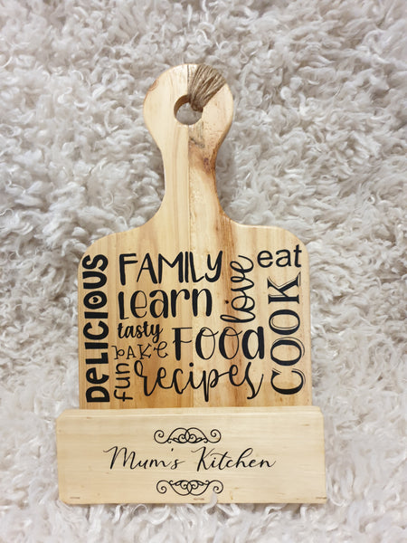 Personalised recipe book holder/tablet holder