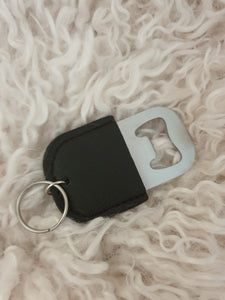 Leather bottle opener keyring