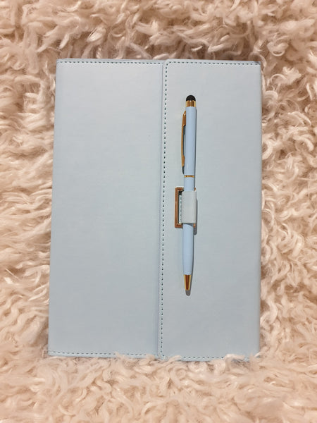 Personalised Leather Notebook and Pen Set