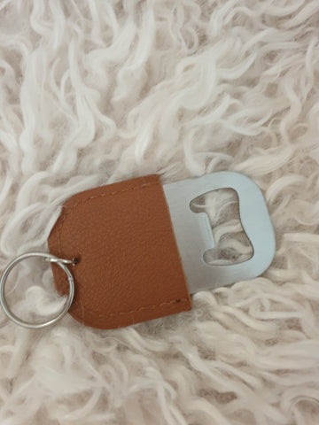 Leather bottle opener keyring