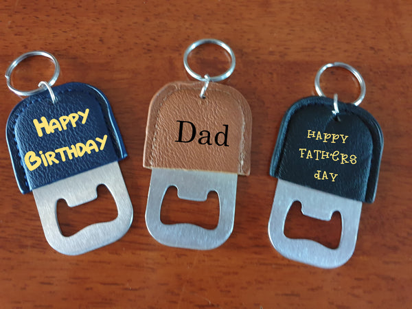 Leather bottle opener keyring